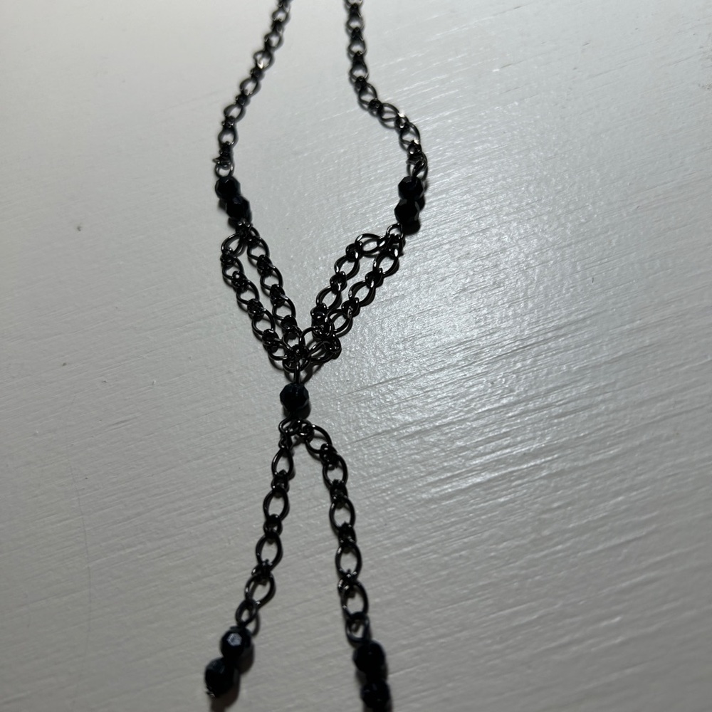 Womens black 16” chain necklace. Gently used. Has accent black beads. - Picture 2 of 2